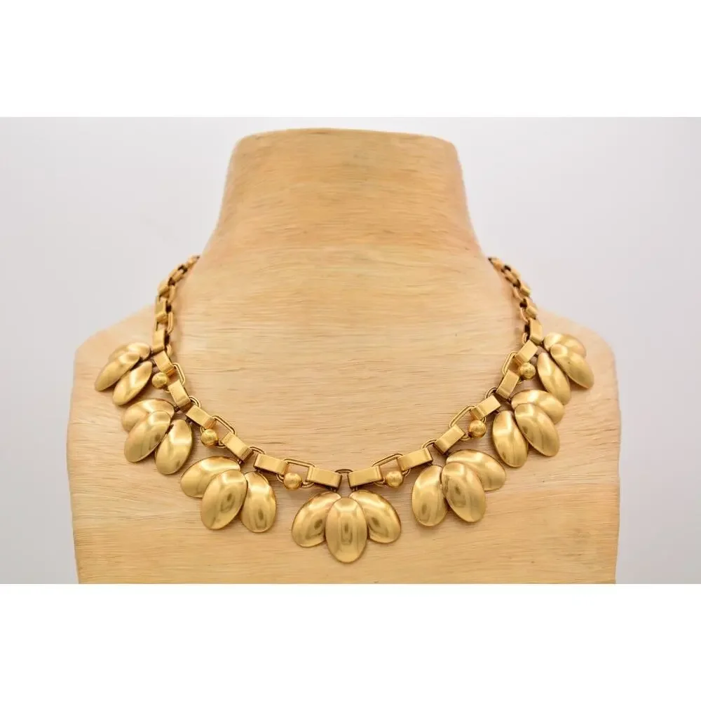 Stella & Dot Vintage Collar Necklace Brushed Gold Antiqued Chunky Charm Chain 9J